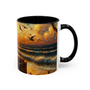 Sunset Beach Coffee Mug, Beach Lover Gift, Ocean Sunset Travel Mug, Sunrise Coffee Cup, Relaxing Morning Beverage