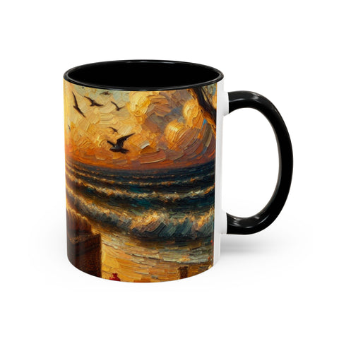Sunset Beach Coffee Mug, Beach Lover Gift, Ocean Sunset Travel Mug, Sunrise Coffee Cup, Relaxing Morning Beverage