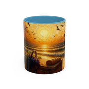 Sunset Beach Coffee Mug, Beach Lover Gift, Ocean Sunset Travel Mug, Sunrise Coffee Cup, Relaxing Morning Beverage