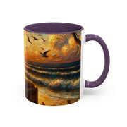 Sunset Beach Coffee Mug, Beach Lover Gift, Ocean Sunset Travel Mug, Sunrise Coffee Cup, Relaxing Morning Beverage