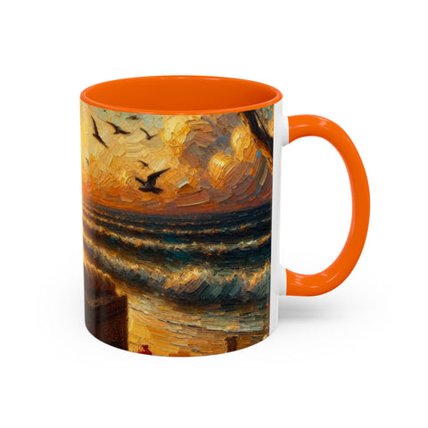 Sunset Beach Coffee Mug, Beach Lover Gift, Ocean Sunset Travel Mug, Sunrise Coffee Cup, Relaxing Morning Beverage