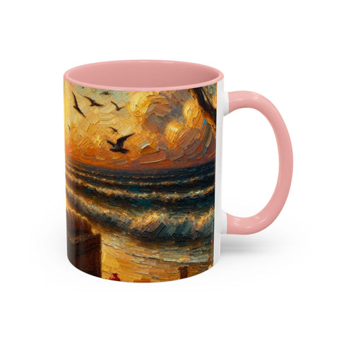 Sunset Beach Coffee Mug, Beach Lover Gift, Ocean Sunset Travel Mug, Sunrise Coffee Cup, Relaxing Morning Beverage