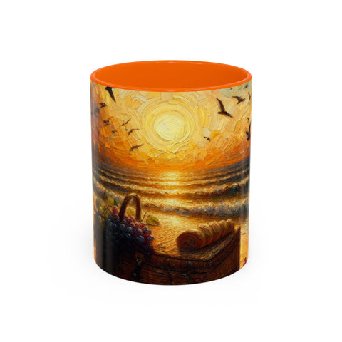 Sunset Beach Coffee Mug, Beach Lover Gift, Ocean Sunset Travel Mug, Sunrise Coffee Cup, Relaxing Morning Beverage