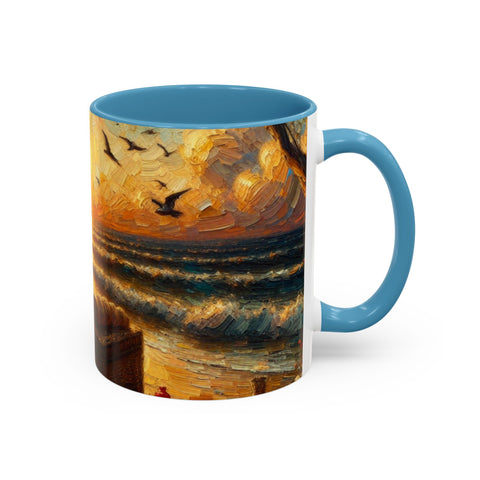 Sunset Beach Coffee Mug, Beach Lover Gift, Ocean Sunset Travel Mug, Sunrise Coffee Cup, Relaxing Morning Beverage