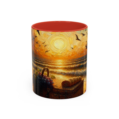 Sunset Beach Coffee Mug, Beach Lover Gift, Ocean Sunset Travel Mug, Sunrise Coffee Cup, Relaxing Morning Beverage