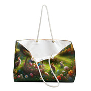 Easter Bunny Weekender Bag - Colorful Spring Travel Tote with Floral Design