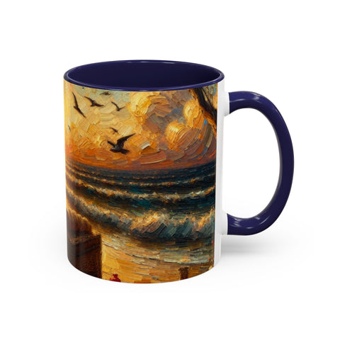 Sunset Beach Coffee Mug, Beach Lover Gift, Ocean Sunset Travel Mug, Sunrise Coffee Cup, Relaxing Morning Beverage