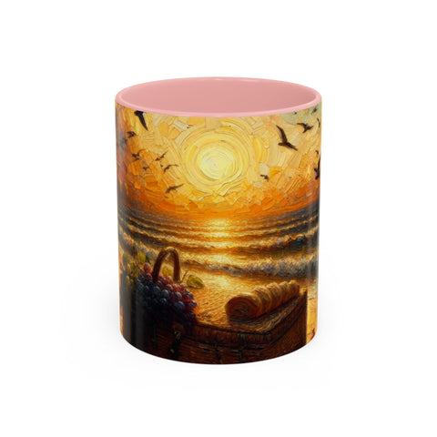 Sunset Beach Coffee Mug, Beach Lover Gift, Ocean Sunset Travel Mug, Sunrise Coffee Cup, Relaxing Morning Beverage