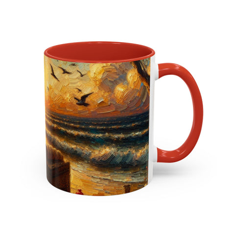 Sunset Beach Coffee Mug, Beach Lover Gift, Ocean Sunset Travel Mug, Sunrise Coffee Cup, Relaxing Morning Beverage